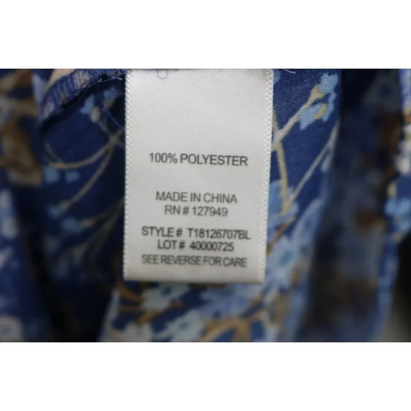 Floral & Ivy Smocked Long Sleeve Silky Babydoll Top-Size Large-Floral-Boho - Picture 6 of 10